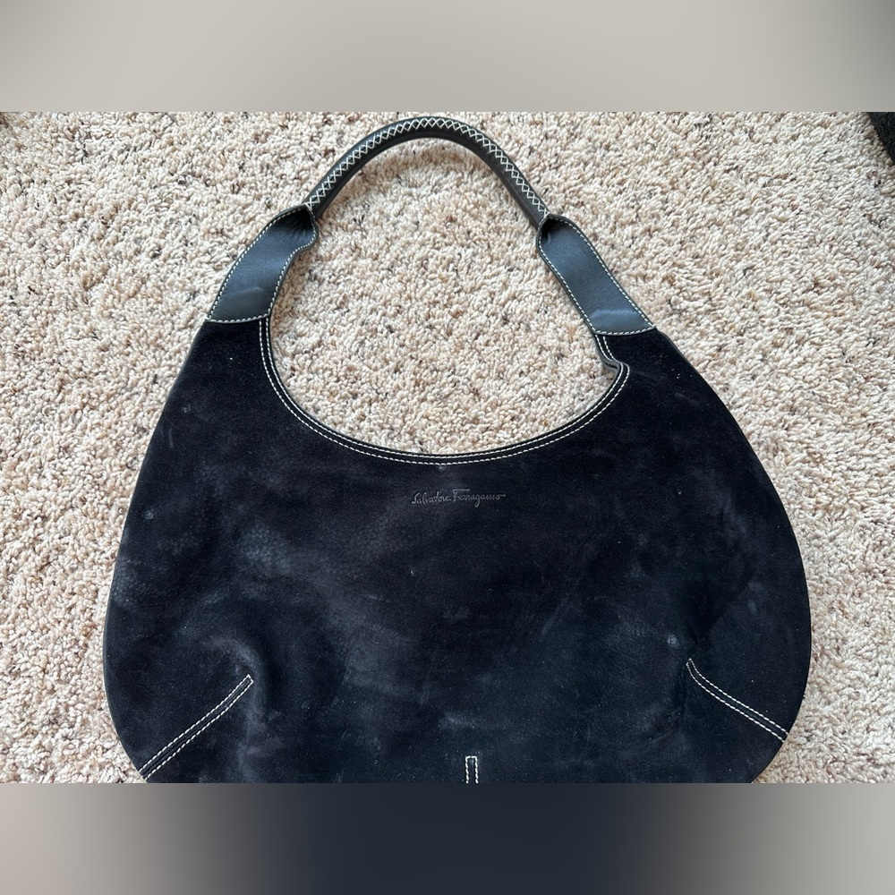 Ferragamo black suede bag